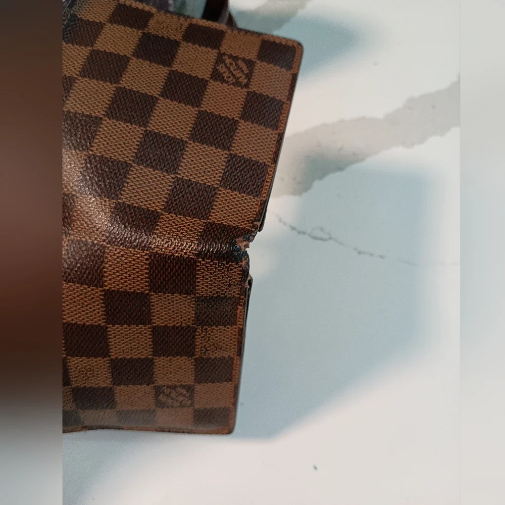 Authentic LOUIS VUITTON Brown Damier Ebene Canvas Multiple Bifold Wallet